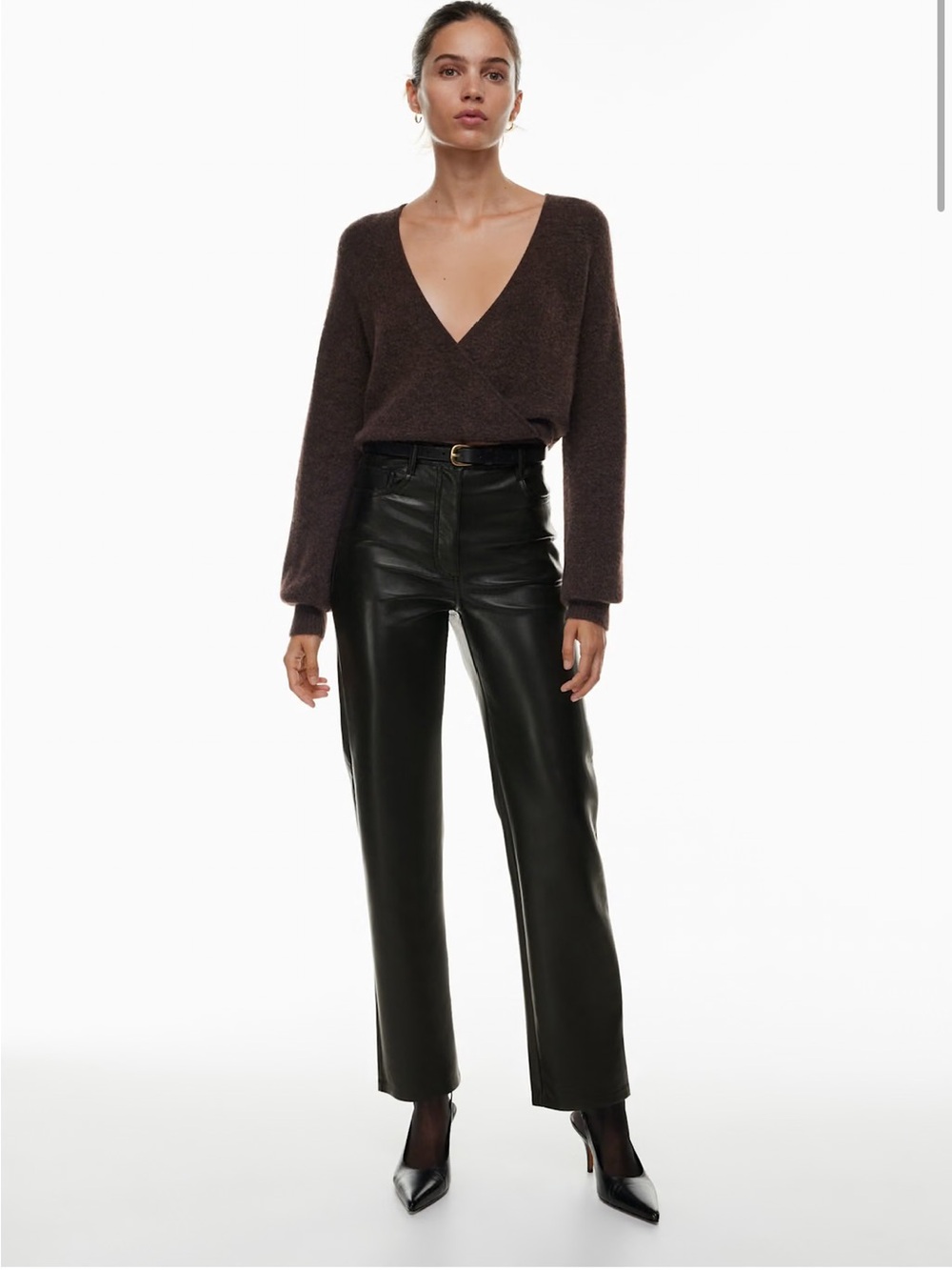 Aritzia The Melina Black Vegan Leather High-Rise Pants Size 0